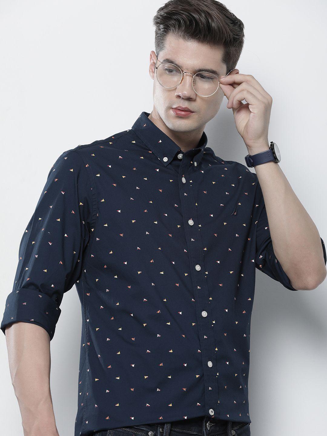 nautica slim fit conversational printed casual shirt