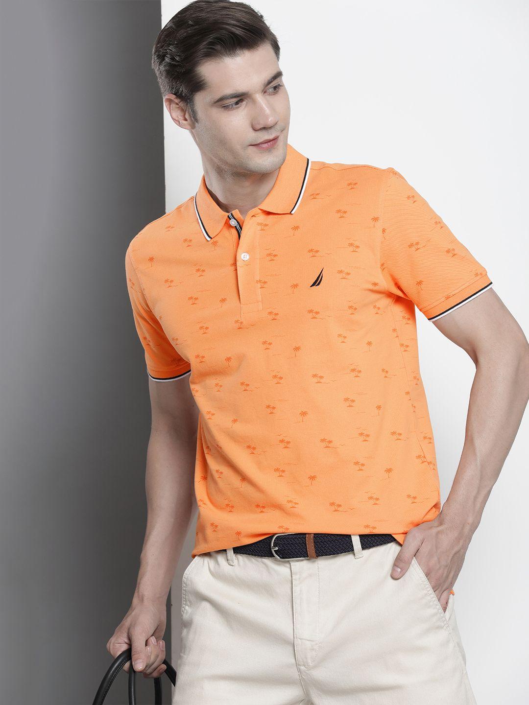 nautica tropical printed polo collar t-shirt