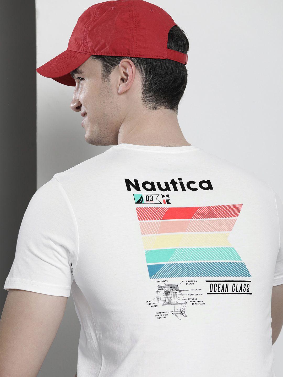 nautica typography print pure cotton t-shirt