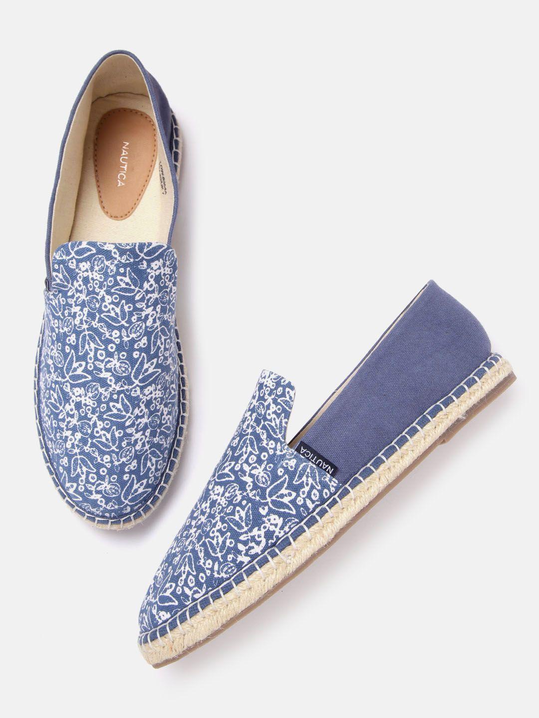 nautica women blue & white printed espadrilles