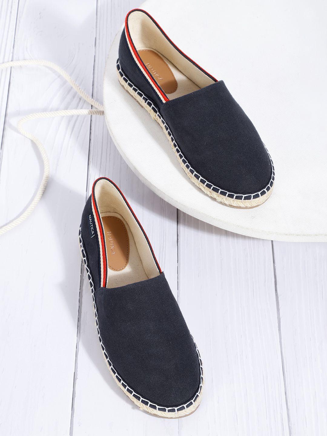 nautica women navy blue solid espadrilles