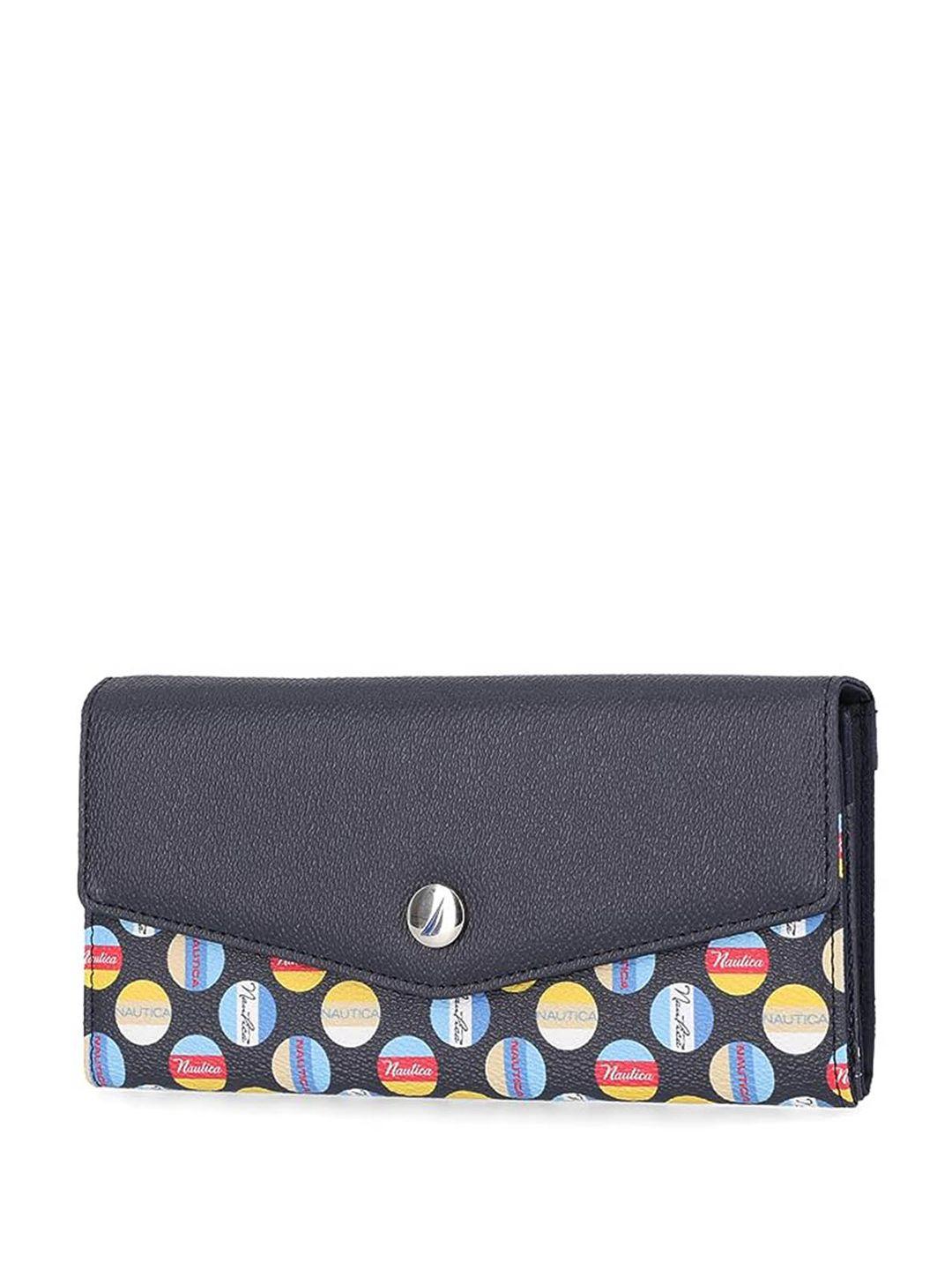 nautica women printed rfid long three fold wallet