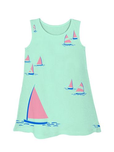 nautical cotton sleeveless aruba blue printed summer dress
