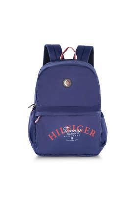 nautical graphic polyester zip closure backpack - navy