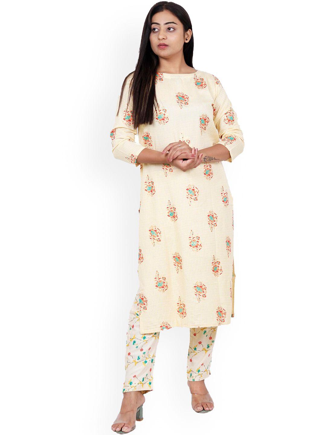 navgya ethnic motifs printed linen kurta with trousers