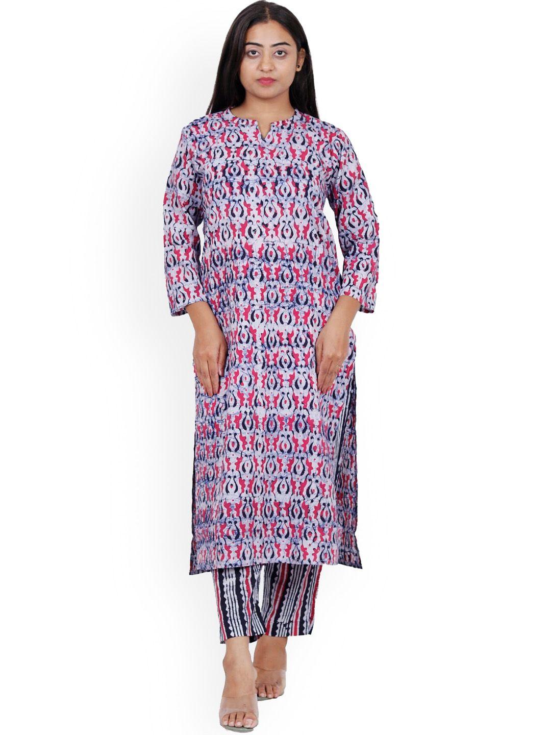 navgya ethnic motifs printed pure cotton kurta with trousers