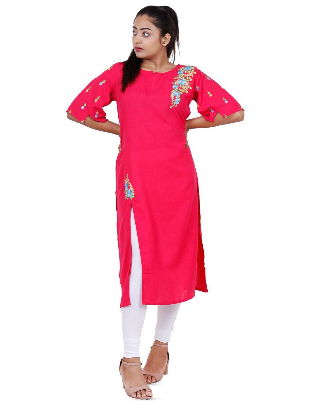 navgya floral embroidered silk kurta