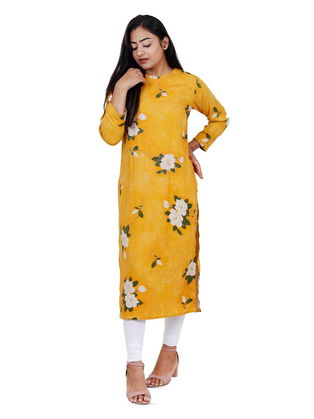 navgya floral embroidered straight modal kurta