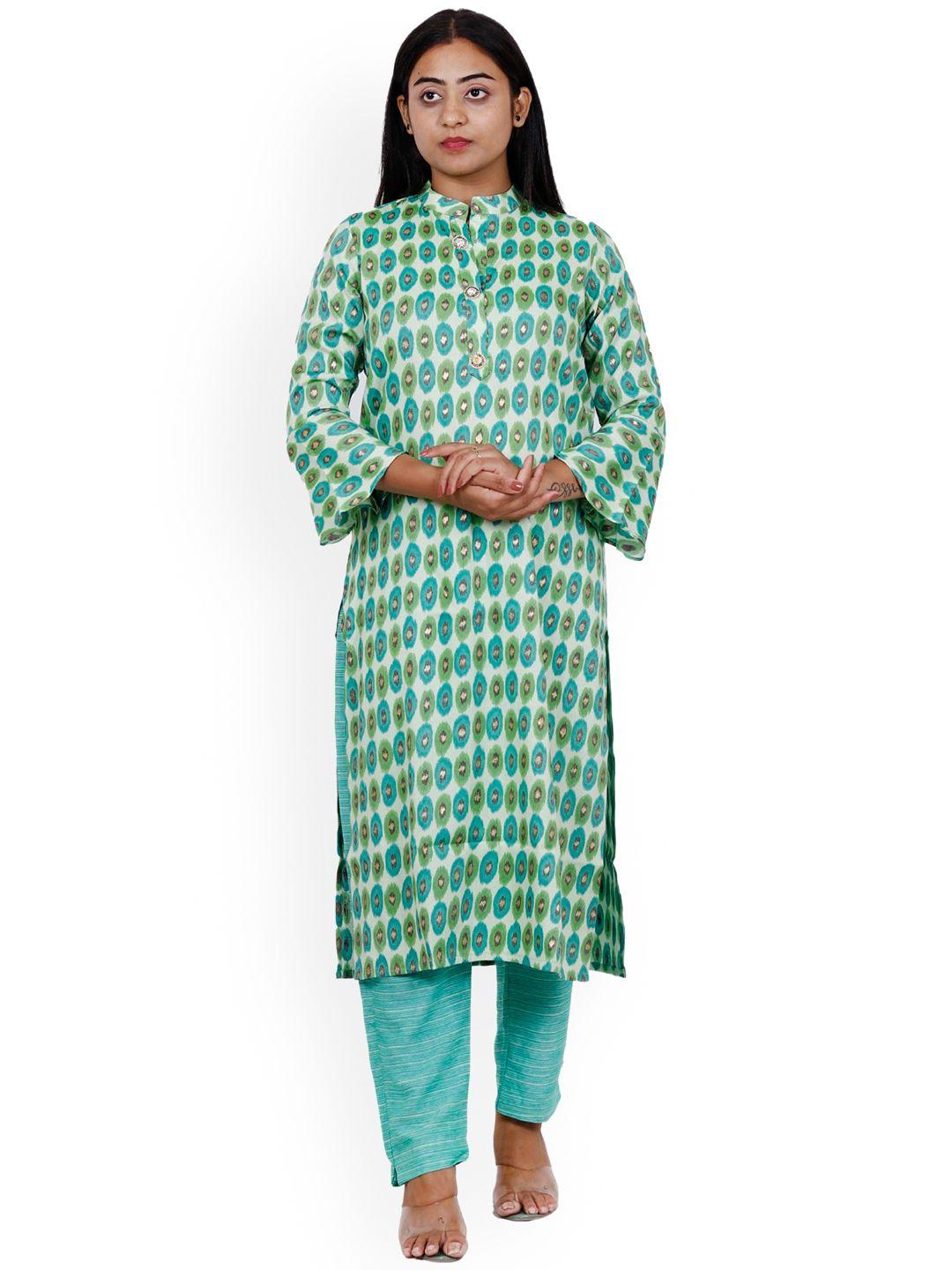 navgya geometric printed linen kurta with trousers
