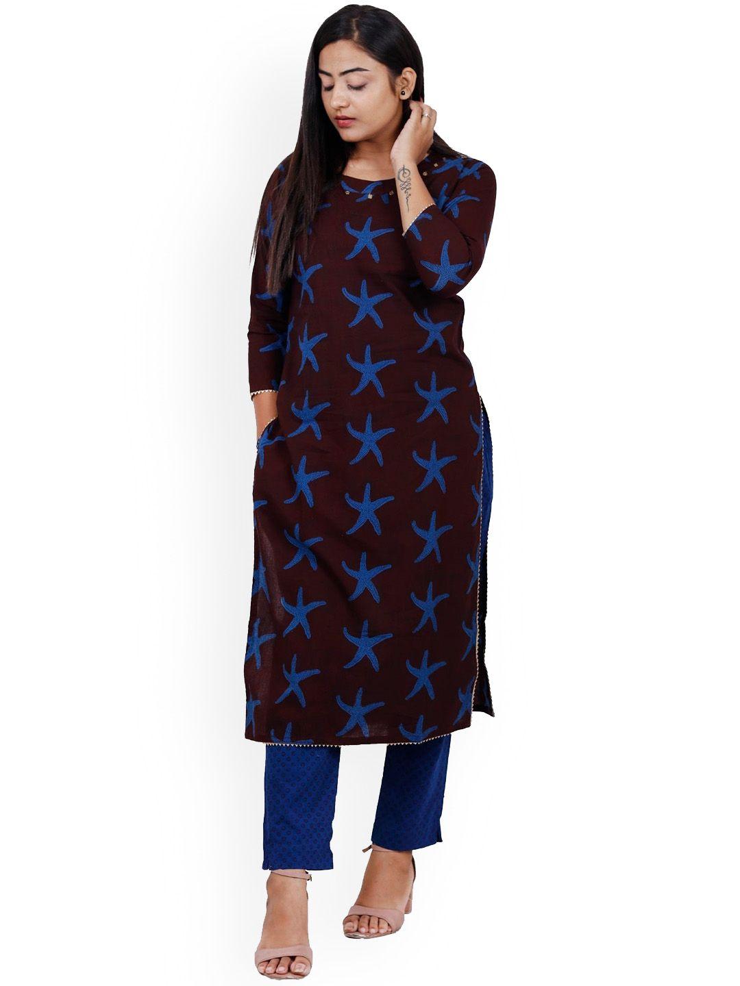 navgya geometric printed pure cotton kurta with trouser