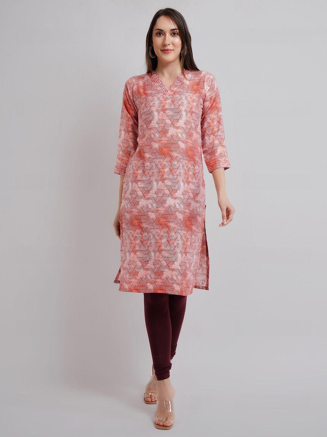 navgya geometric printed pure linen straight kurta