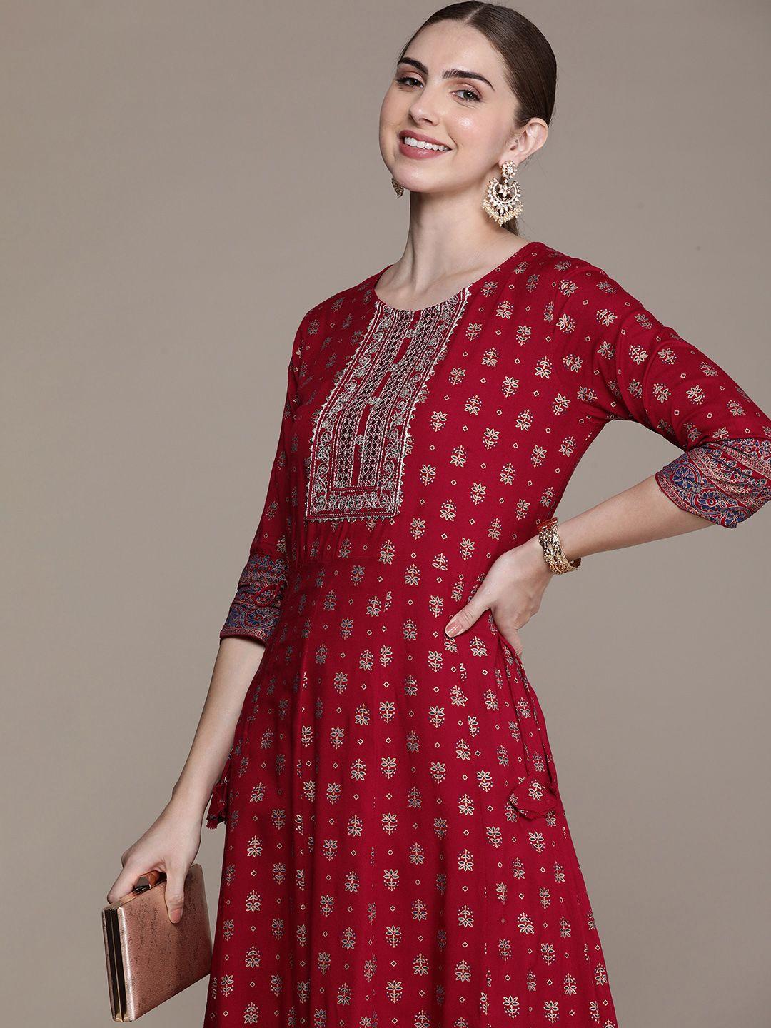 navibhu ethnic motifs printed gotta patti kurta