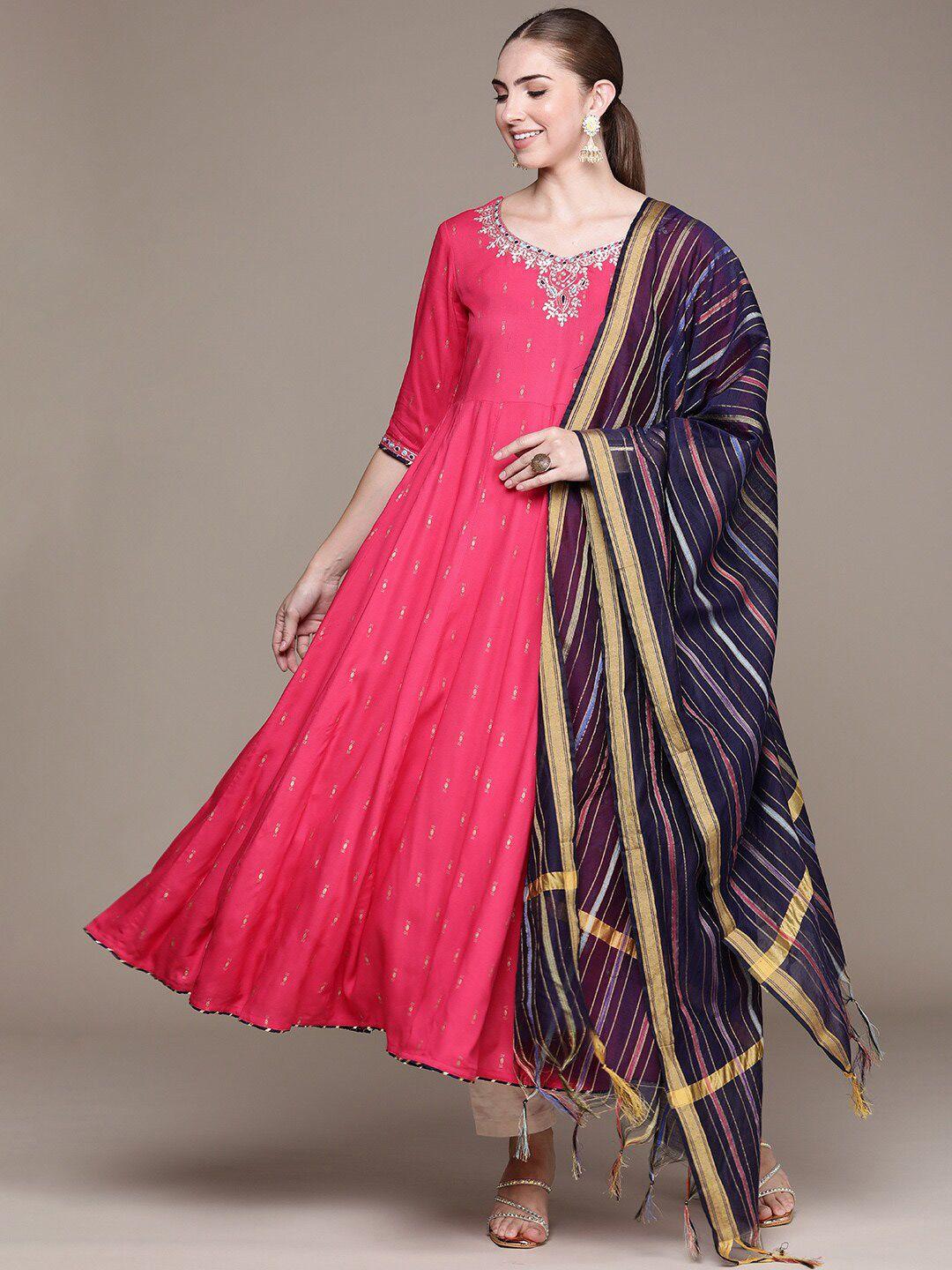 navibhu pink a-line midi dress