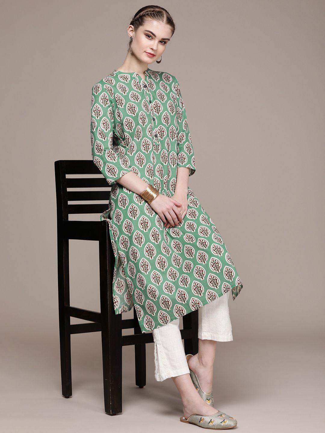 navibhu women ethnic motifs printed cotton kurta