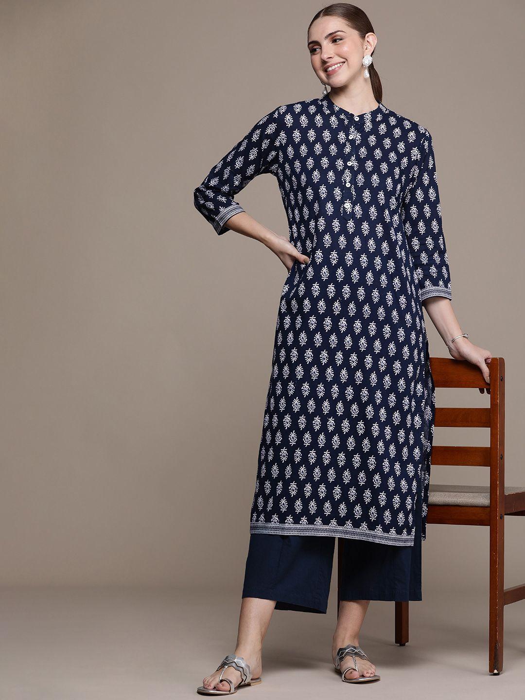 navibhu women ethnic motifs printed straight kurta