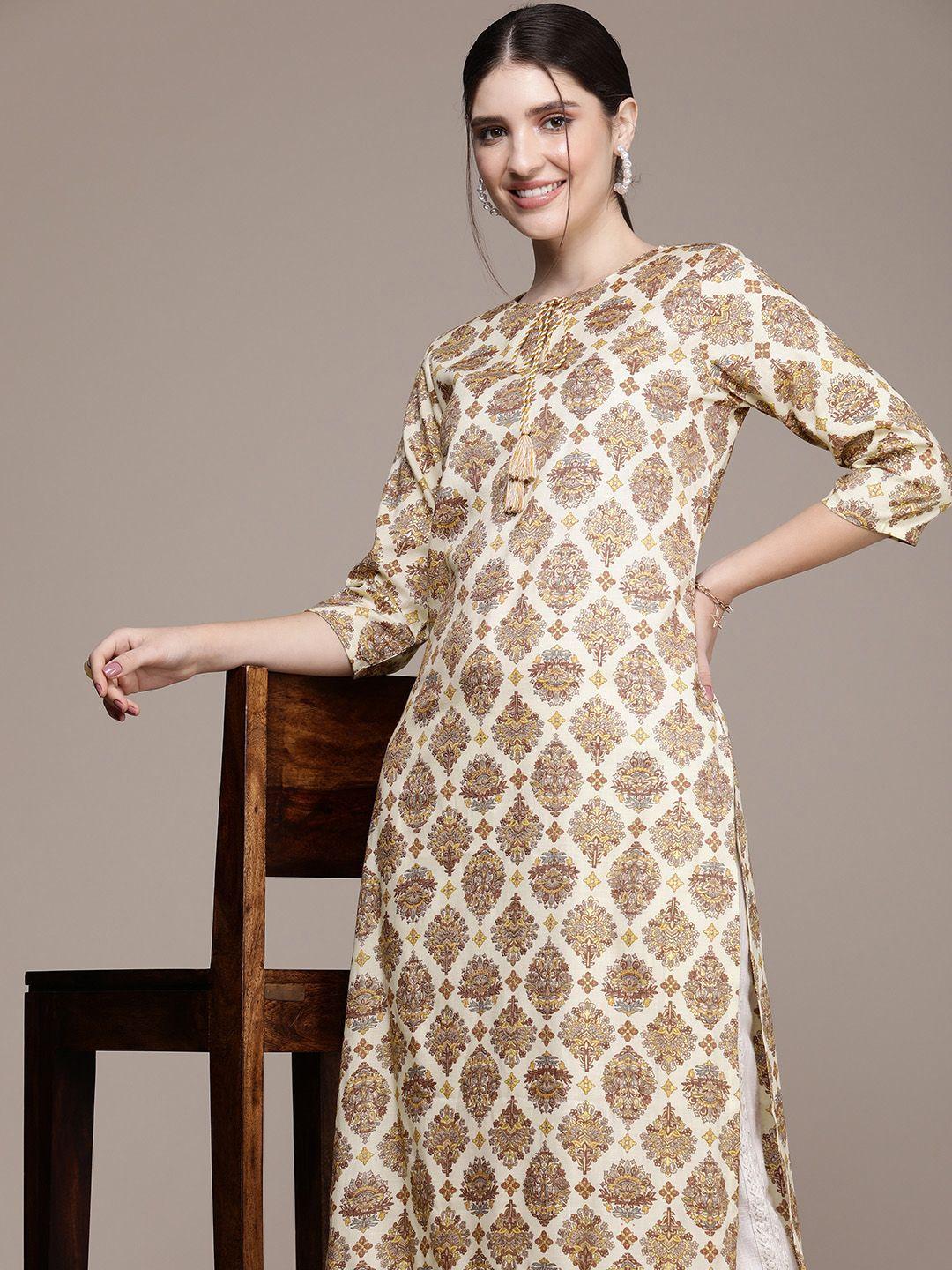 navibhu women ethnic motifs printed straight kurta