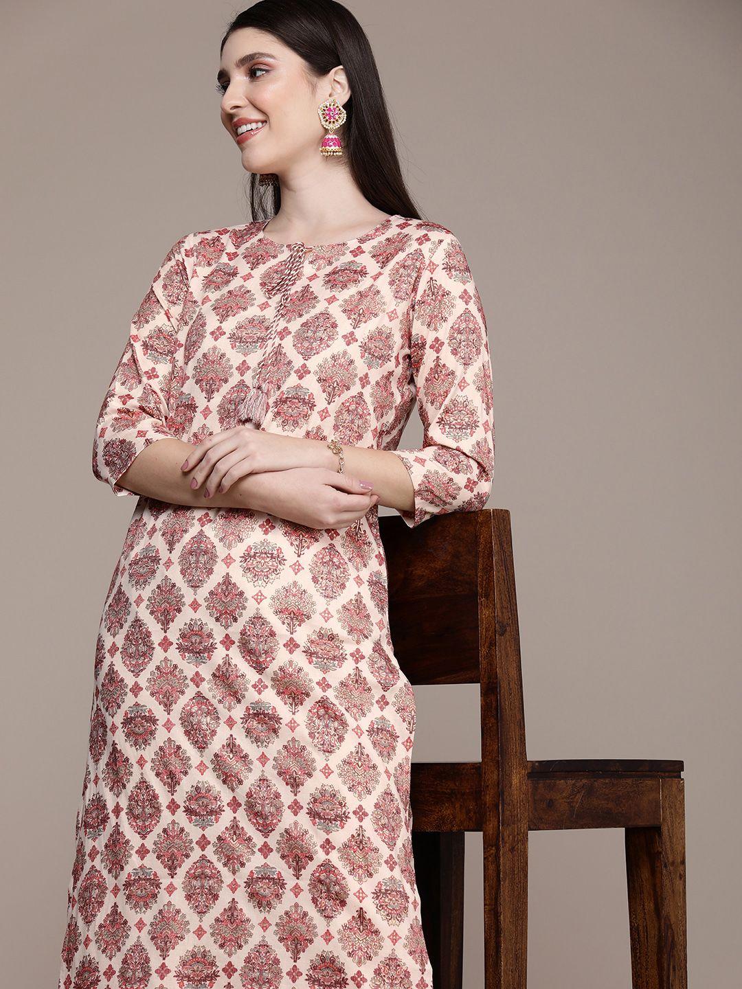 navibhu women ethnic motifs printed straight kurta