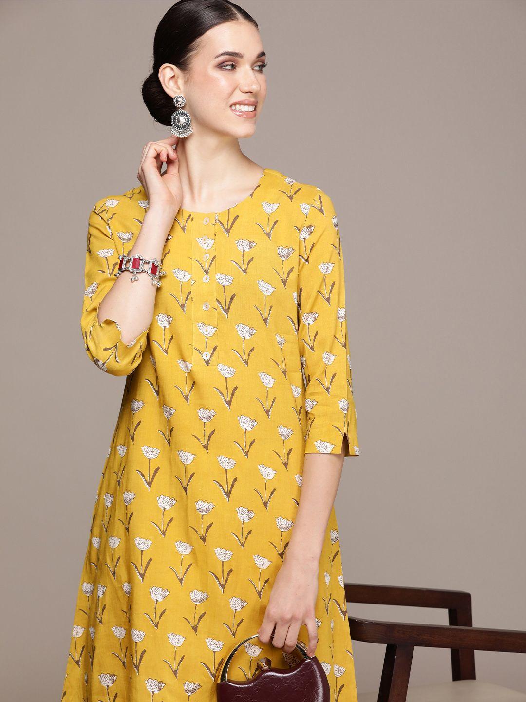 navibhu women floral printed a-line kurta