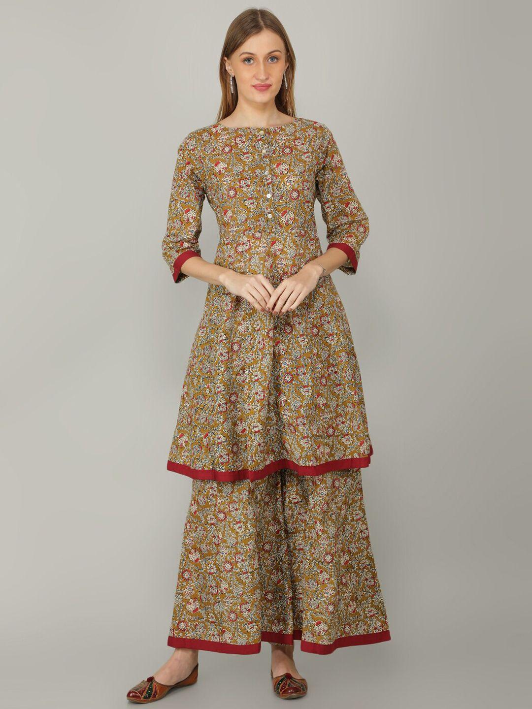 naviyata women floral printed pure cotton kurta with palazzos