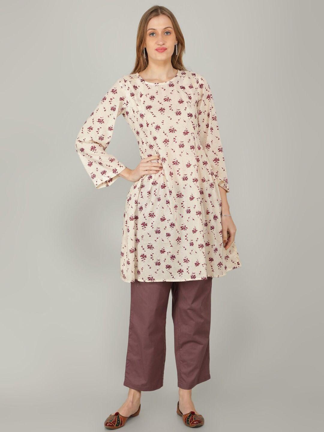 naviyata women pure cotton floral printed pure cotton kurta with pyjamas