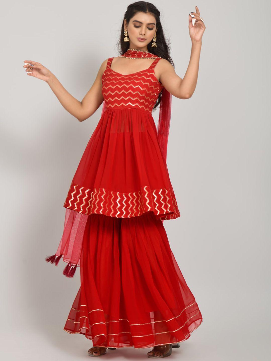 navlik sequinned embellished kurti with sharara & with dupatta