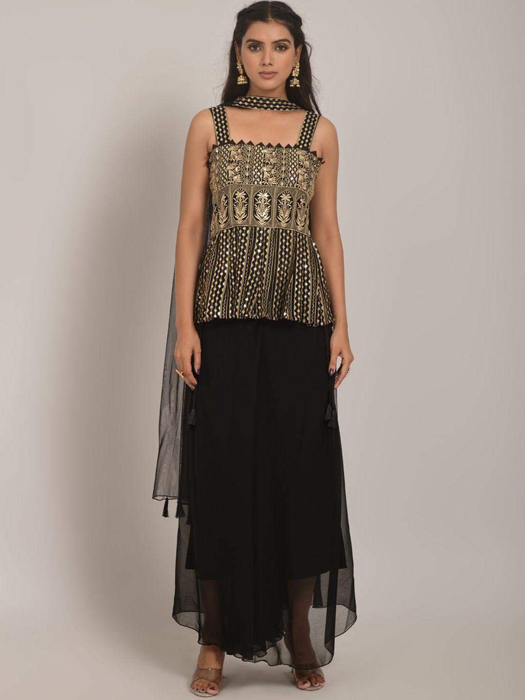 navlik embroidered kurta with skirt & with dupatta