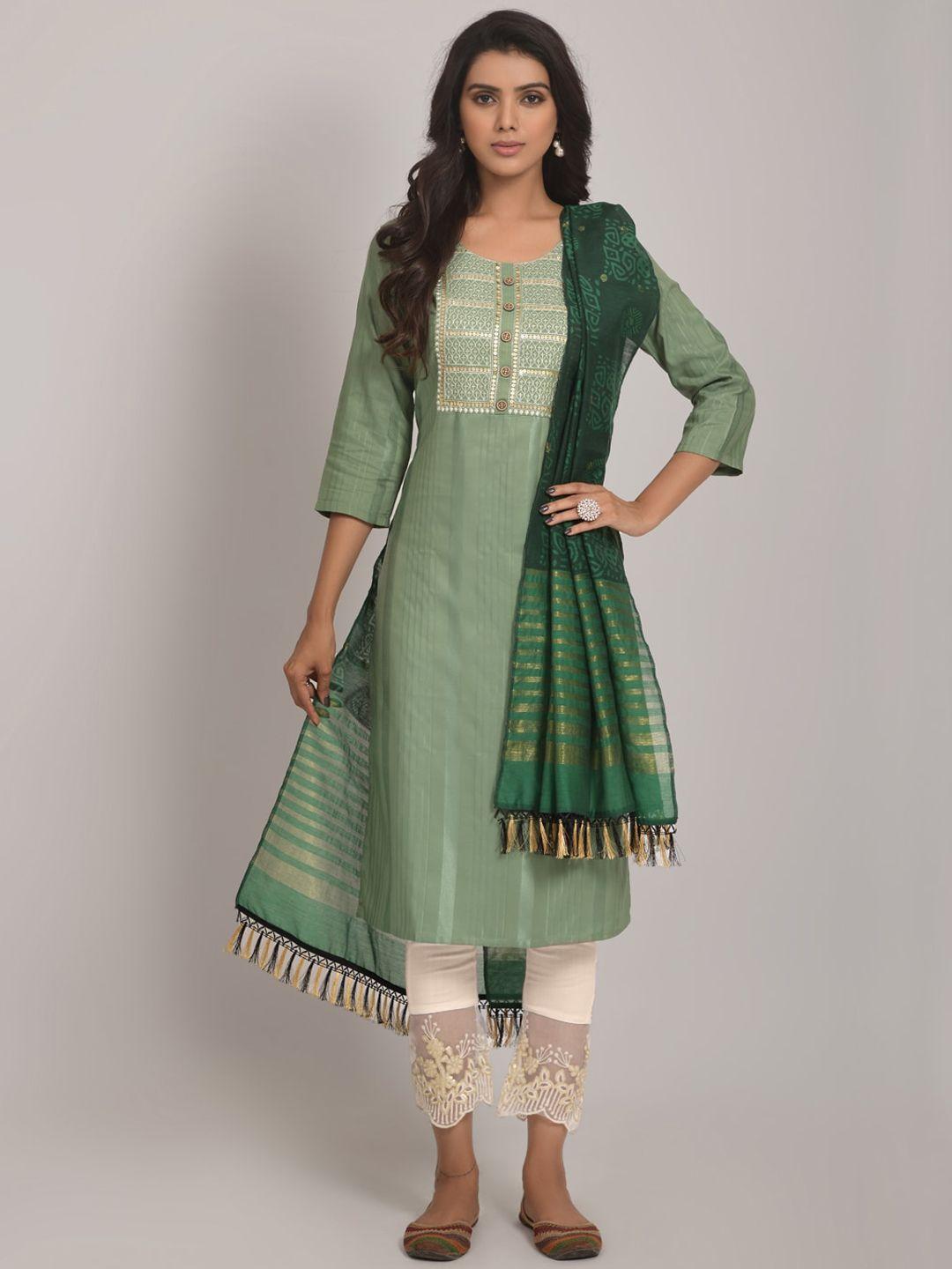 navlik embroidered kurta with trousers & dupatta