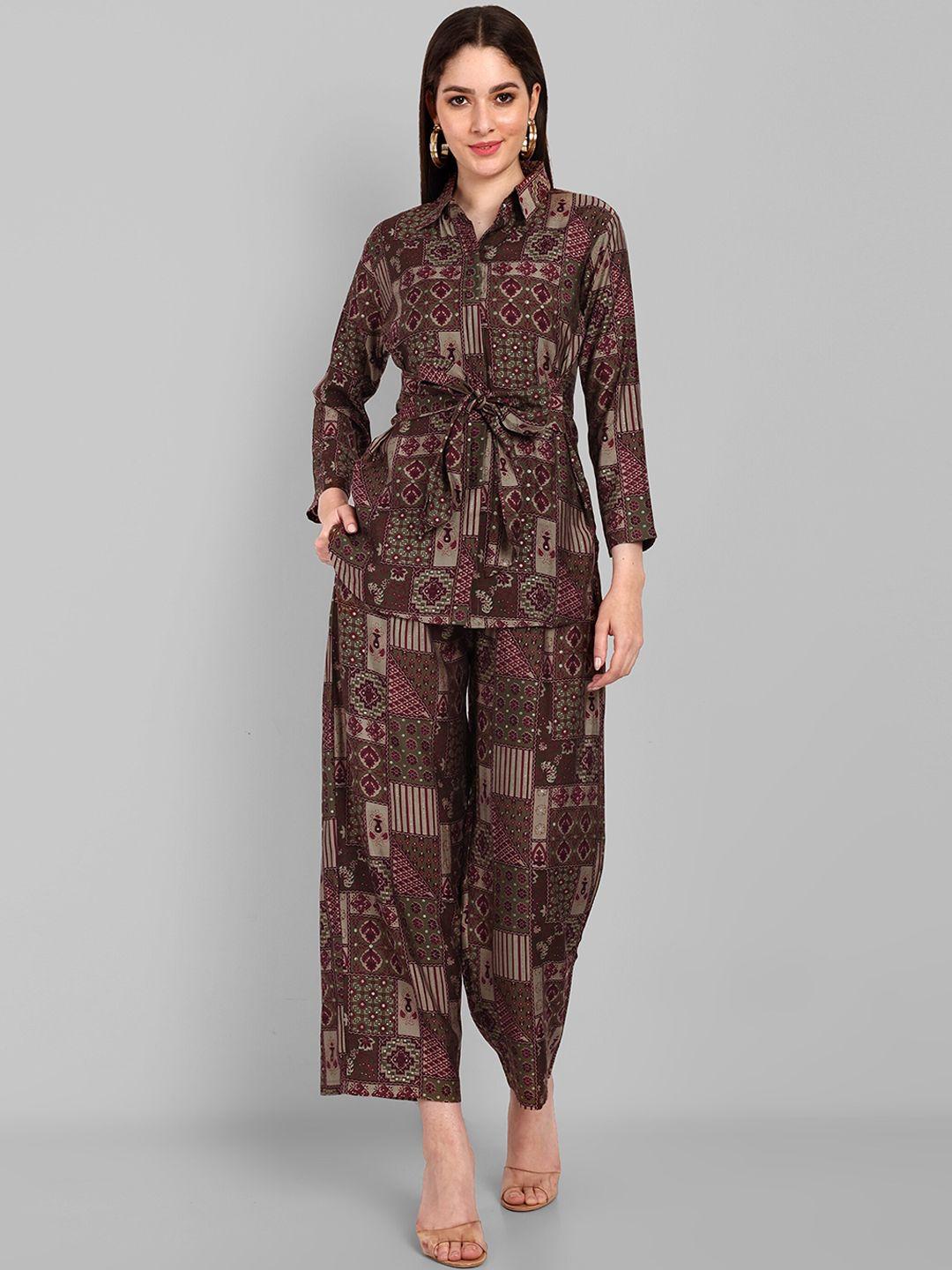navlik ethnic motif printed relaxed fit co-ords
