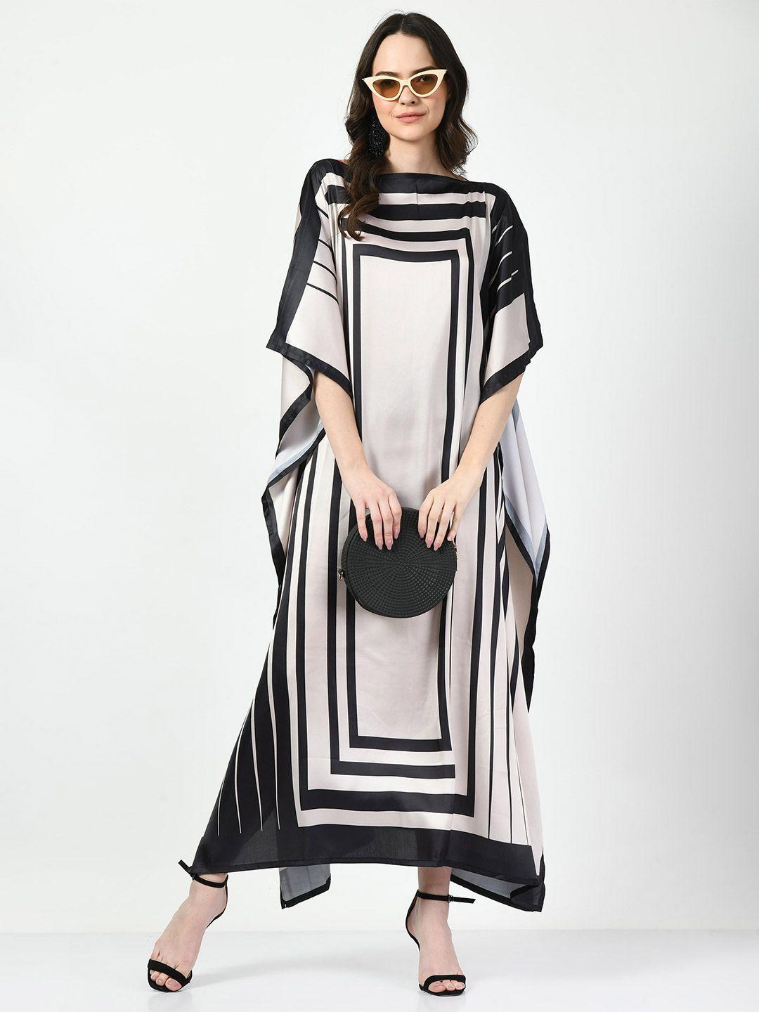 navvi  geometric print satin kaftan dress