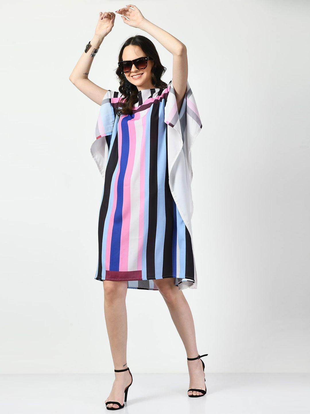 navvi  striped extended  sleeve georgette a-line dress