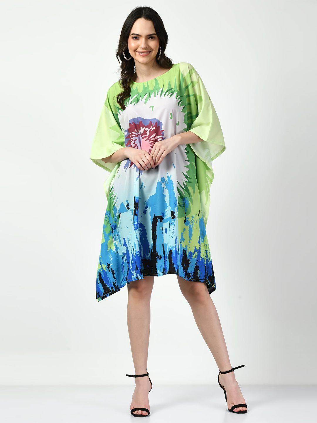 navvi abstract printed extended sleeves kaftan dress