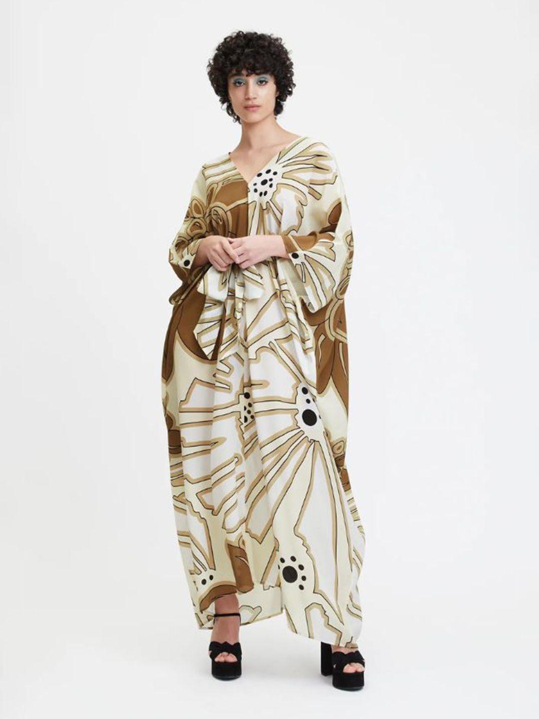 navvi floral printed kaftan dress