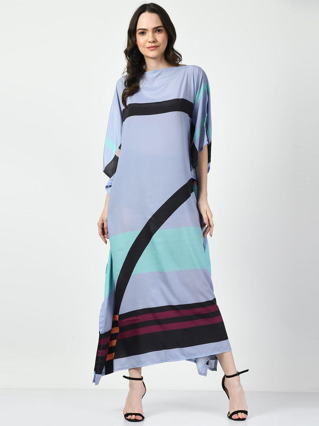 navvi striped printed slit sleeve maxi dress