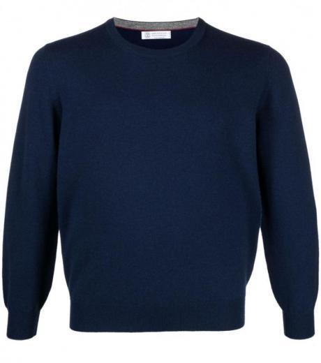 navy blue cashmere knitted sweater