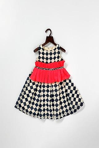 navy blue checkered dress for girls