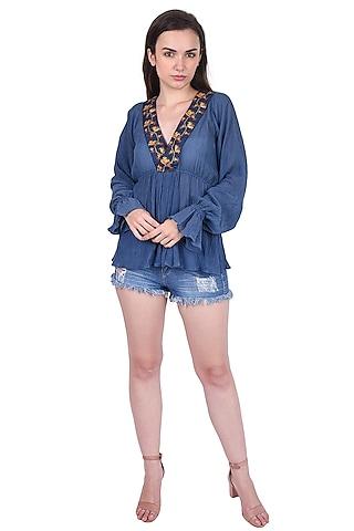 navy blue embroidered top for girls