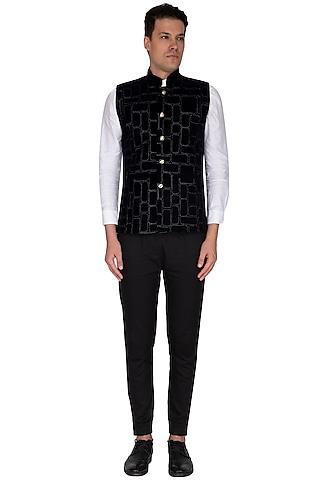 navy blue embroidered waistcoat