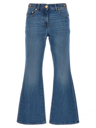 navy blue flared jeans