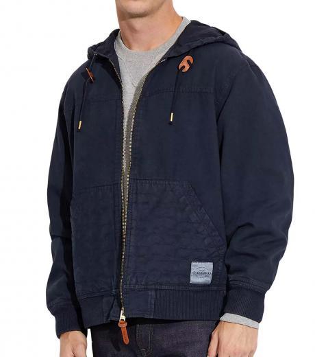 navy blue garment dye hooded jacket