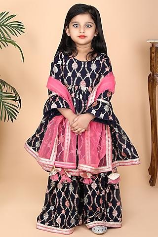 navy-blue-georgette-embroidered-sharara-set-for-girls