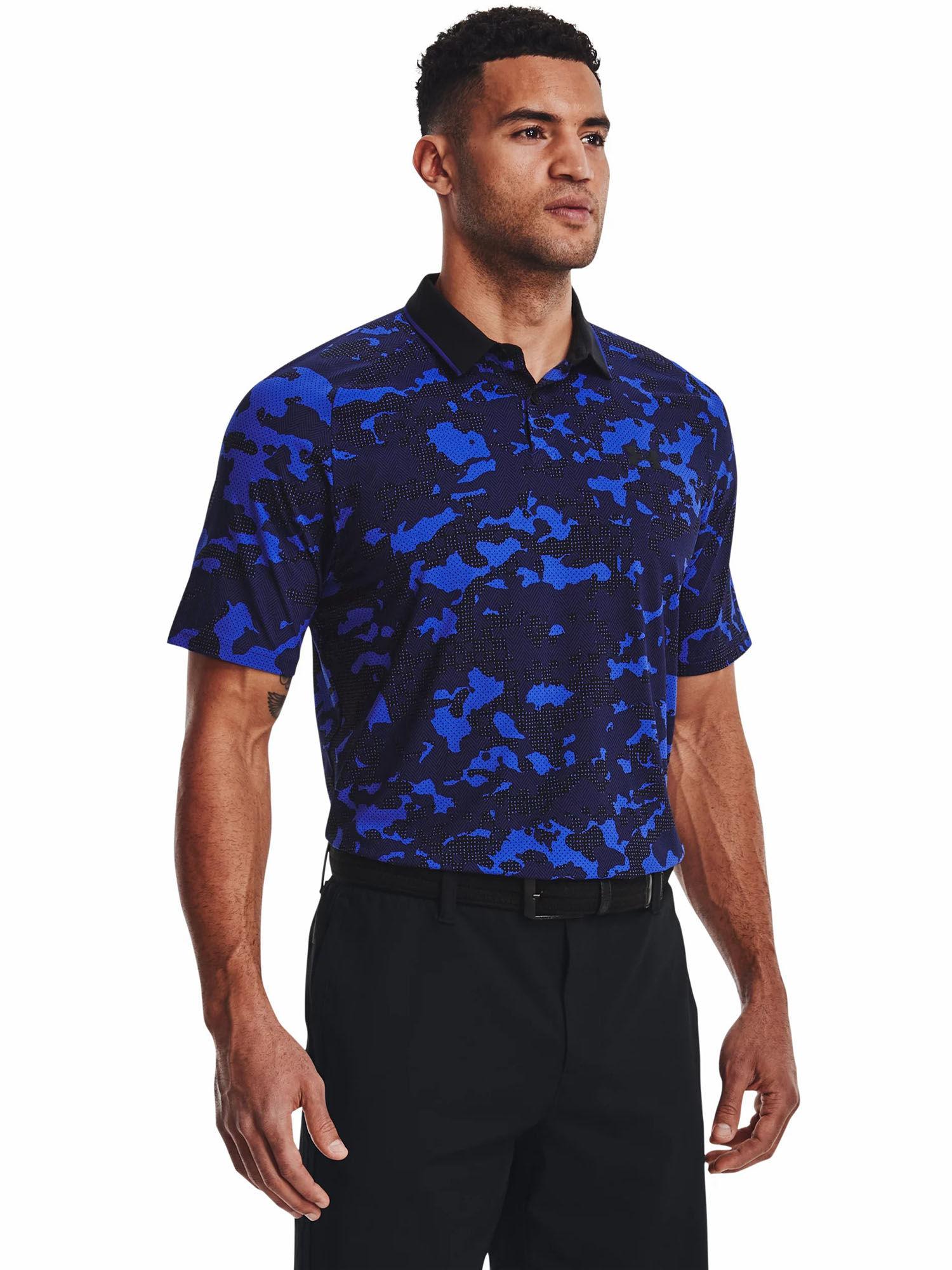 navy blue iso chill charged camo polo t-shirt