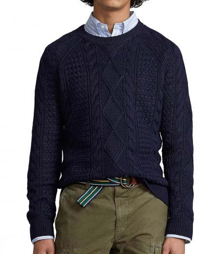 navy blue knitted sweater