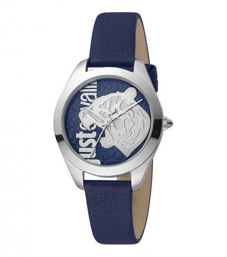 navy blue logo dial watch