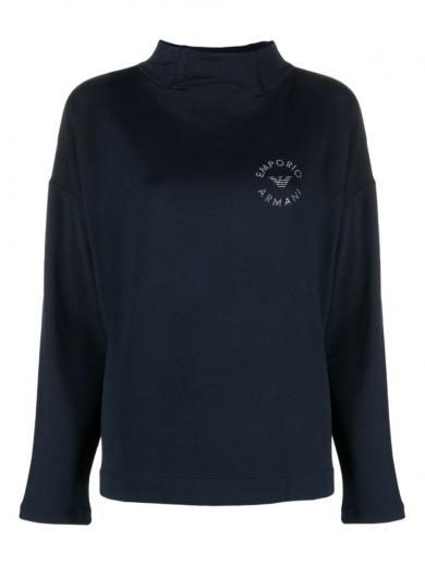 navy blue logo turtle-neck sweater