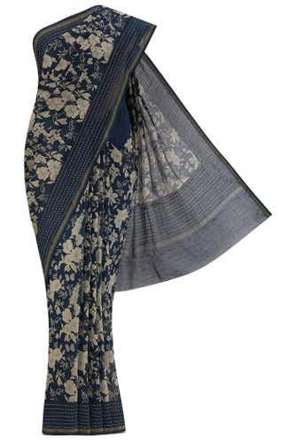 navy blue maheshwari silk cotton saree
