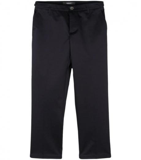 navy blue navy blue embriodered logo trousers