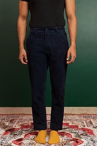 navy blue organic corduroy trousers