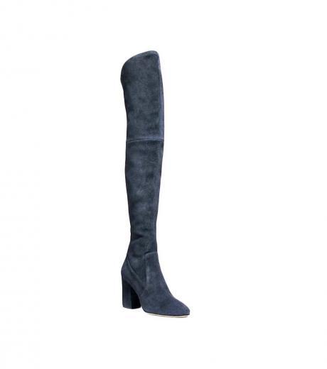 navy blue over the knee boot