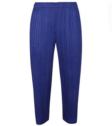 navy blue pleated cropped trousers