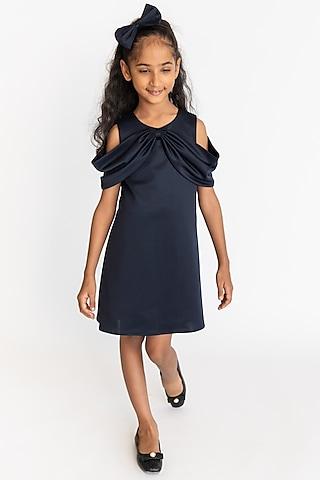 navy blue poly dress for girls